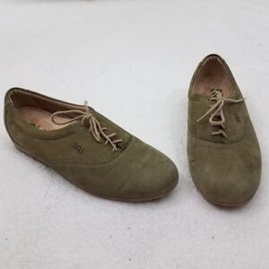 SAS Shoes 9 N Gray Green Sneakers Suede Tie Flats